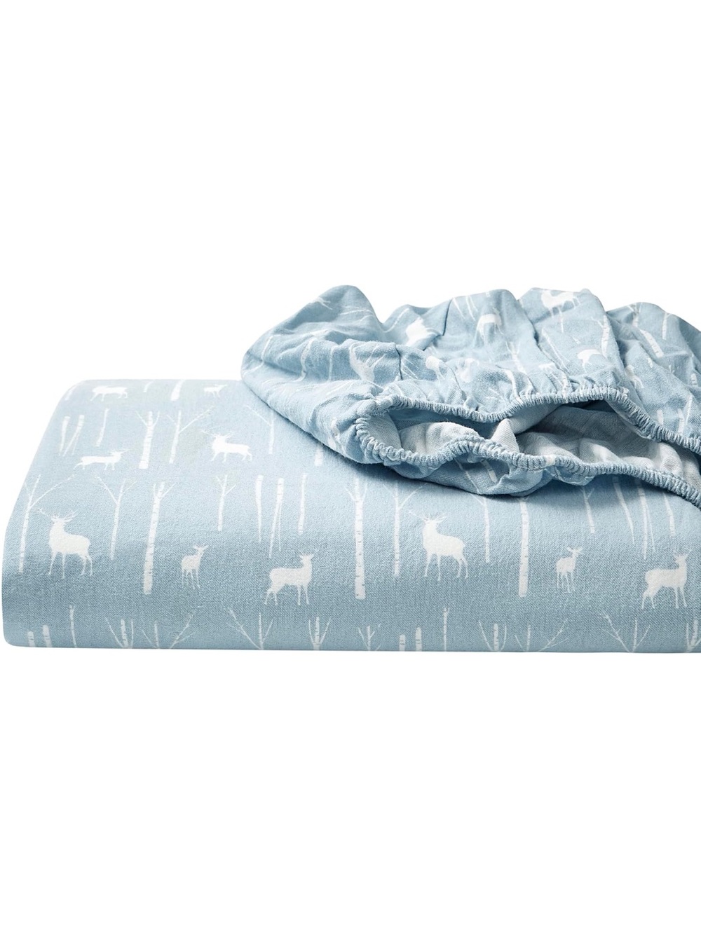 Eddie Bauer Light Blue Deer Flannel Queen Sheet Set - Picture 5 of 6